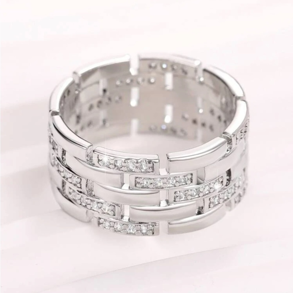Silver multi row ring - Picture 2 of 3